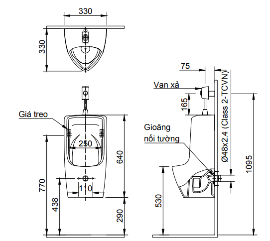 Bệ tiểu nam inax U-431VR