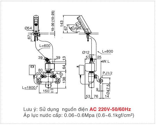 Vòi cảm ứng inax AMV-90K(220V)