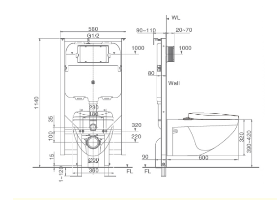 Bồn cầu inax treo tường C-23PVN