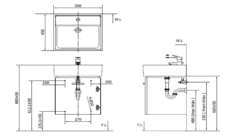 Lavabo inax cabinet CB0540-4IF-B