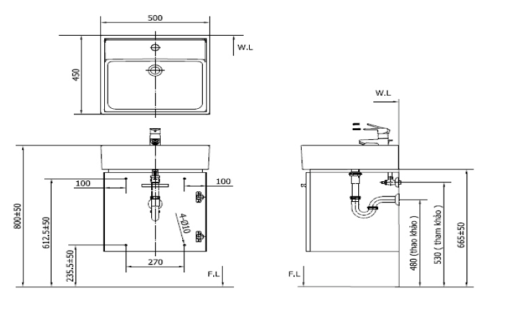 Lavabo inax cabinet CB0540-5QF-B