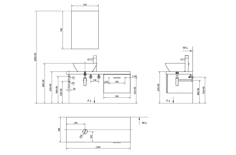 Lavabo inax cabinet CB1206-4IF-B