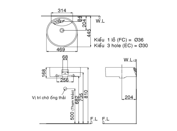 Lavabo inax đặt bàn L-292V