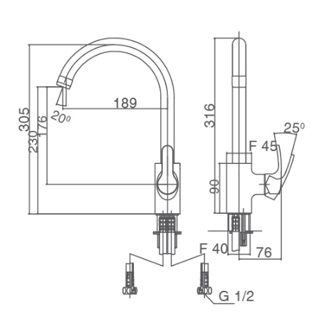 Vòi chậu rửa chén inax SFV-802S