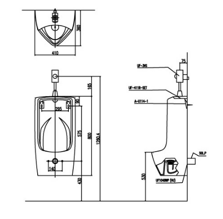 Bệ tiểu nam inax U-411V