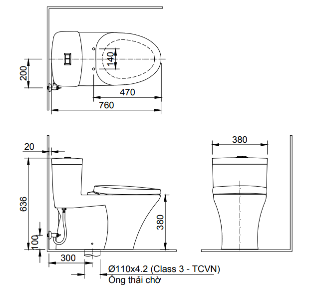 Bồn cầu inax 1 khối AC-900VRN