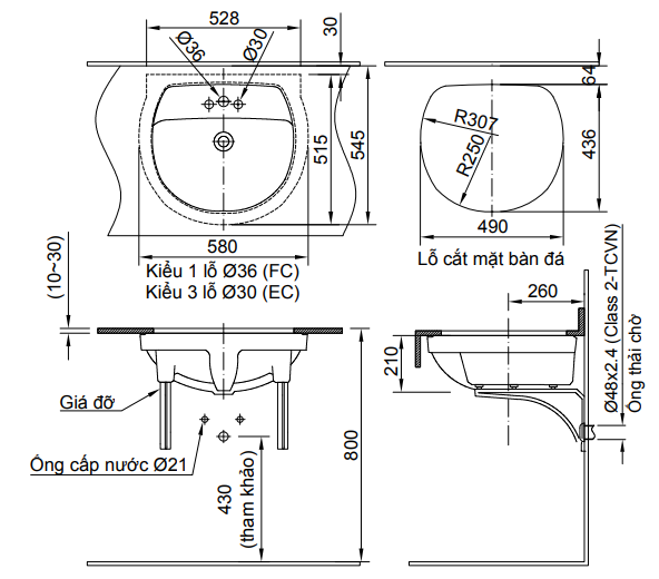 Lavabo inax đặt bàn GL-2094V
