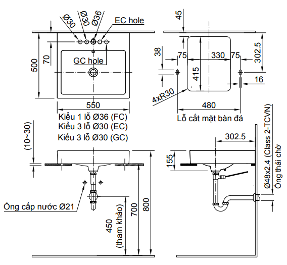Lavabo inax đặt bàn L-2397V