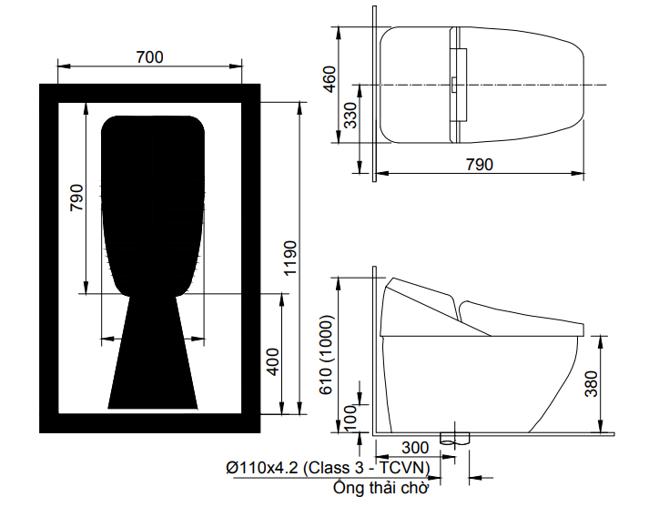 Bồn cầu inax cảm ứng DV-R115VH-VN/BKG