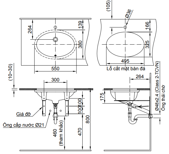 Lavabo inax đặt bàn GL-2094V