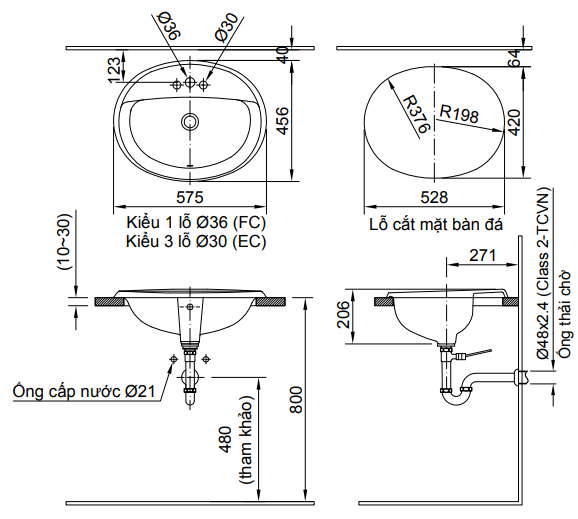 Lavabo inax đặt bàn L-2395V