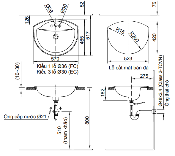 Lavabo inax đặt bàn L-2396V