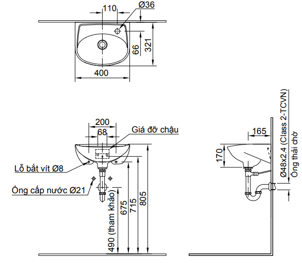 Lavabo inax treo tường L-280V