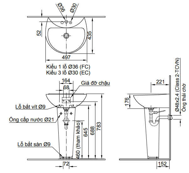 Lavabo inax treo tường L-285V&L-288VD