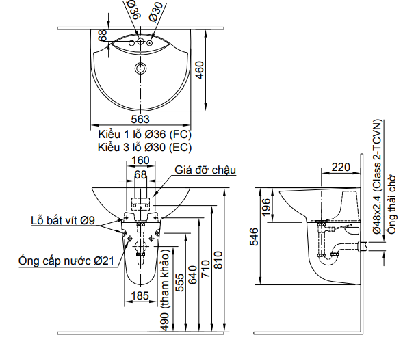 Lavabo inax treo tường L-288V&L-288VC