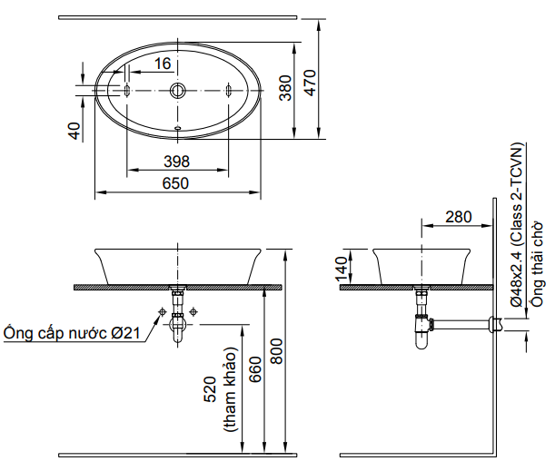 Lavabo inax đặt bàn L-2397V