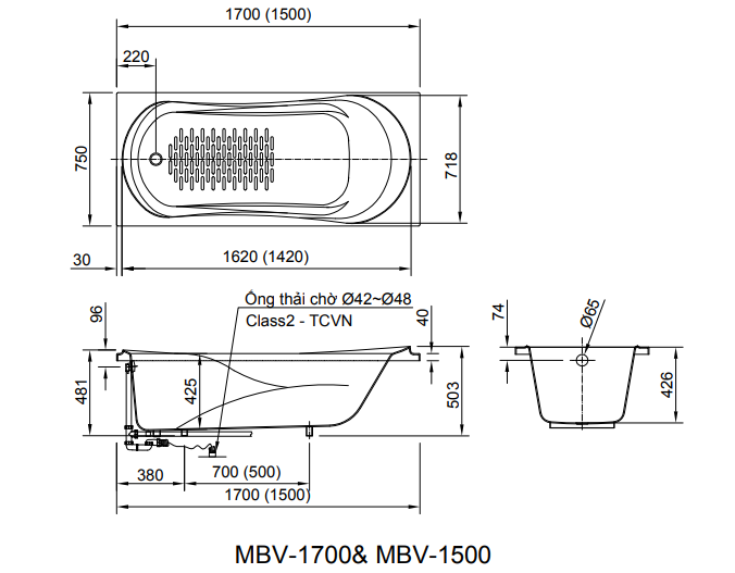 Bồn tắm inax galaxy MBV-1700