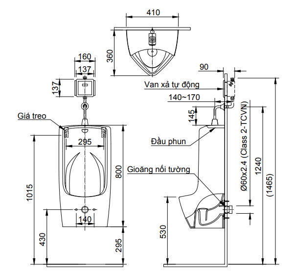 Bệ tiểu nam inax GU-411V
