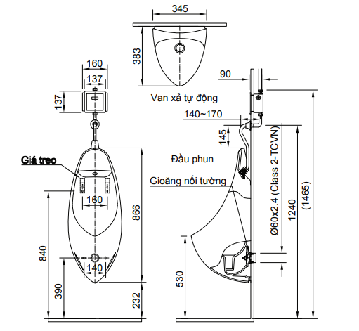 Bệ tiểu nam inax GU-417V