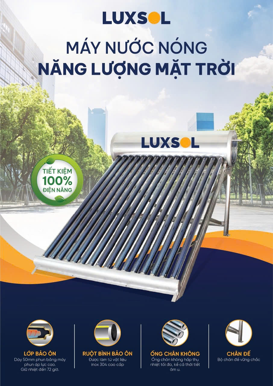 Máy nước nóng năng lượng mặt trời Luxsol 200L Máy nước nóng năng lượng mặt trời Luxsol 200L