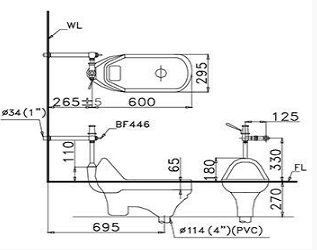 Bồn cầu khu công cộng Caesar-C1250+BF446