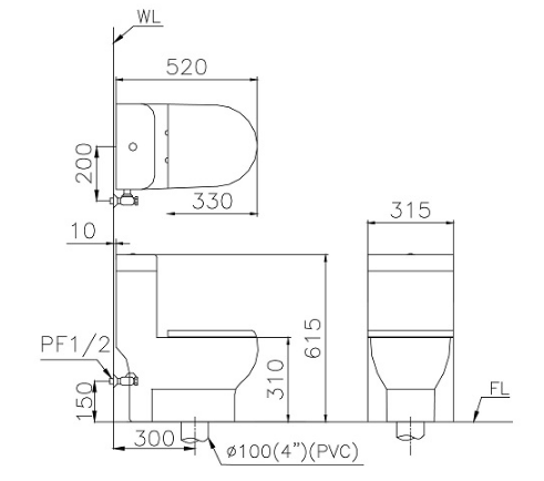 Bồn cầu một khối Caesar C1352