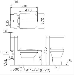 Bồn cầu một khối-hai chế độ xả-CD1347