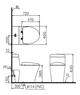 Bồn cầu một khối-hai chế độ xả Caesar-CD1356