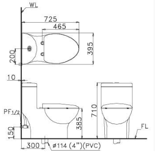 Bồn cầu một khối-hai chế độ Caesar CD1375