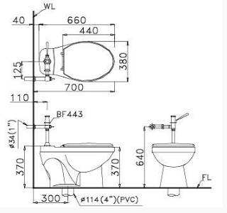 Bồn cầu khu công cộng Caesar - CP1333+BF443