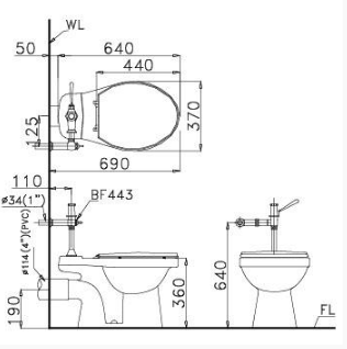 Bồn cầu khu công cộng CPJ1334+BF443