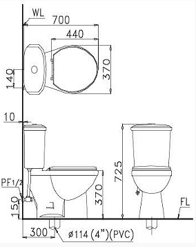 Bồn cầu hai khối-hai chế độ xả-CTS1338