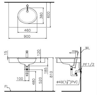 Lavabo âm bàn Caesar L5115