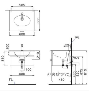 Lavabo liền bàn Caesar LF5024