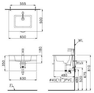 Lavabo liền bàn Caesar LF5030
