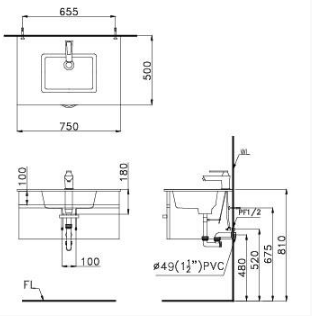 Lavabo liền bàn Caesar LF5032