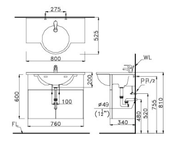 Lavabo liền bàn Caesar LF5306+EH190V