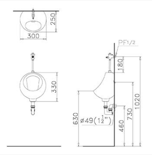 Bệ tiểu nam-treo tường U0210