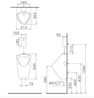 Bệ tiểu nam-treo tường U0262