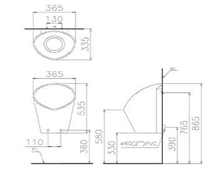 Bệ tiểu nam không dùng nước Caesar UF0265