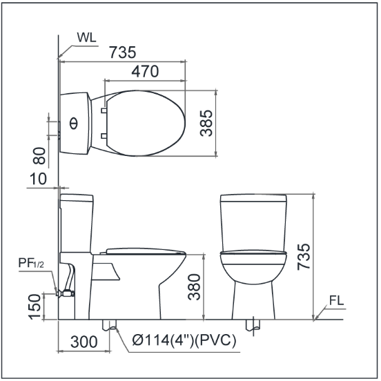 Bồn cầu hai khối-hai chế độ xả Caesar-CD1331