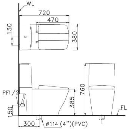 Bồn cầu hai khối-hai chế độ xả Caesar-CD1331