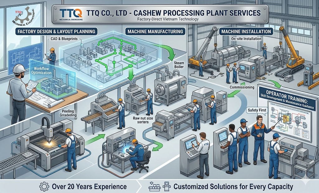 Cashew processing plant services by TTQ Co., Ltd Cashew processing plant services by TTQ Co., Ltd