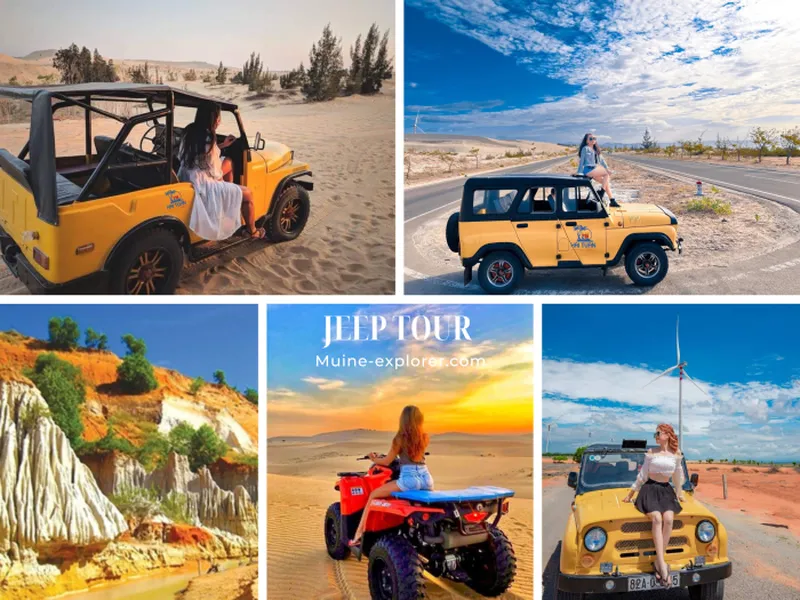 Jeep Tour Mũi Né Mặt Trời Lặn Đi Đồi Cát Bay-Bàu Trắng-Suối Tiên-Làng Chài-Cung Đường Đôi-Quạt Gió 5-6N