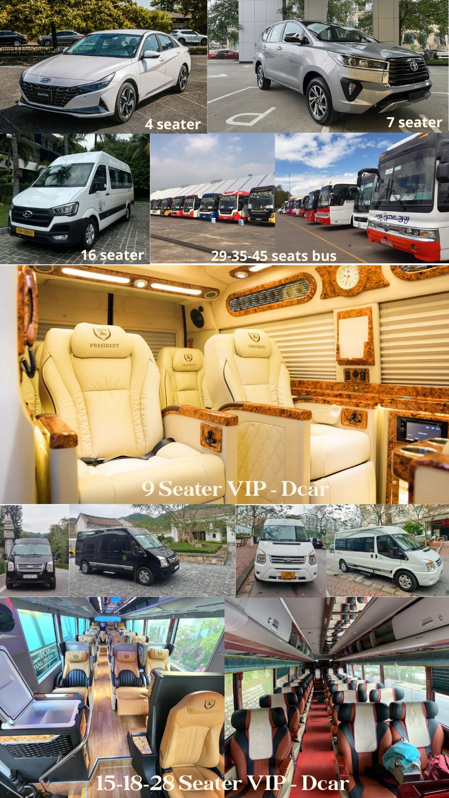 Private car rental Saigon to Mui Ne 4-7-16-29-45s LIMO 9-11-15-18-28c