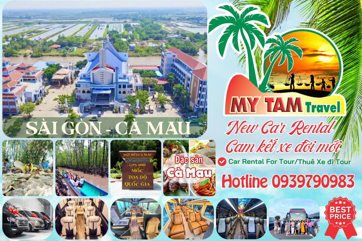 Car rental to Ca Mau Cape 4-7-16-29-45c Limousine 9-11-15-18-28c