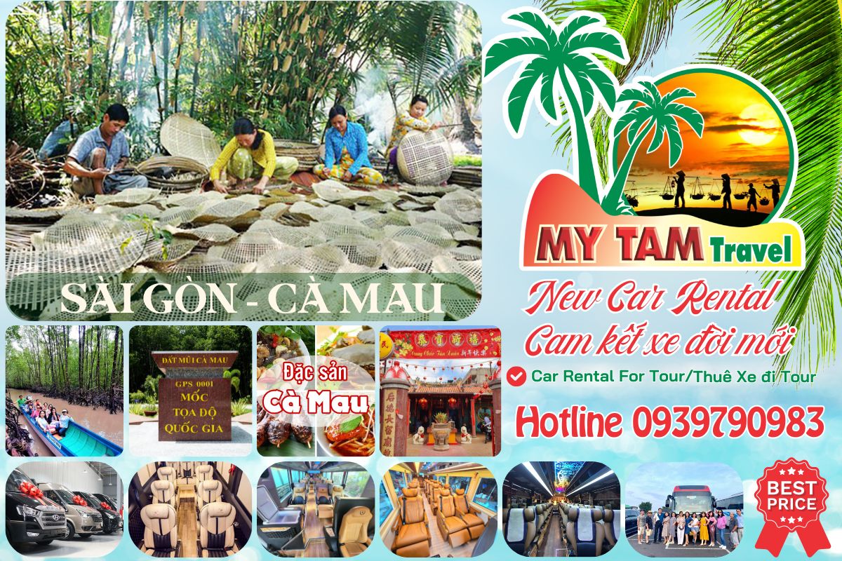 Car rental to Ca Mau Cape 4-7-16-29-45c Limousine 9-11-15-18-28c
