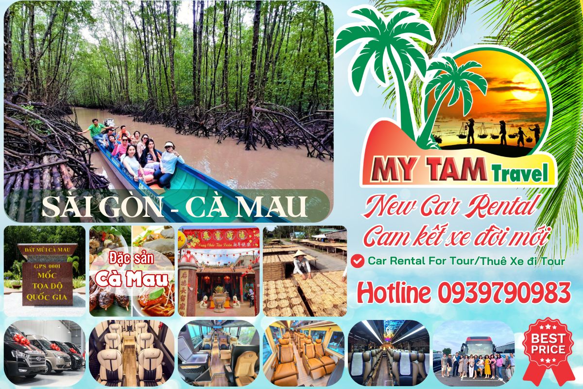 Car rental to Ca Mau Cape 4-7-16-29-45c Limousine 9-11-15-18-28c