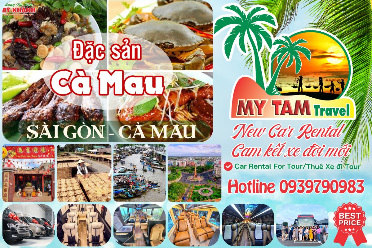 Car rental to Ca Mau Cape 4-7-16-29-45c Limousine 9-11-15-18-28c