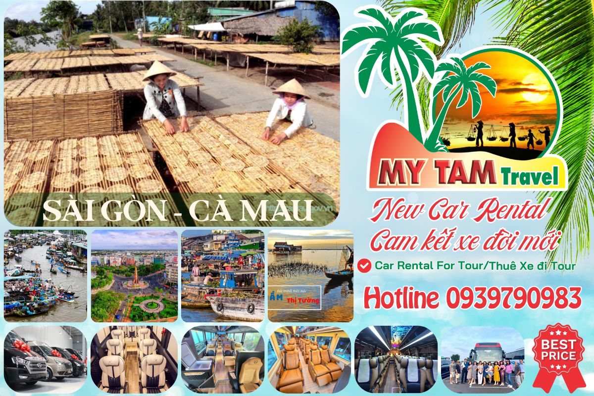 Car rental to Ca Mau Cape 4-7-16-29-45c Limousine 9-11-15-18-28c